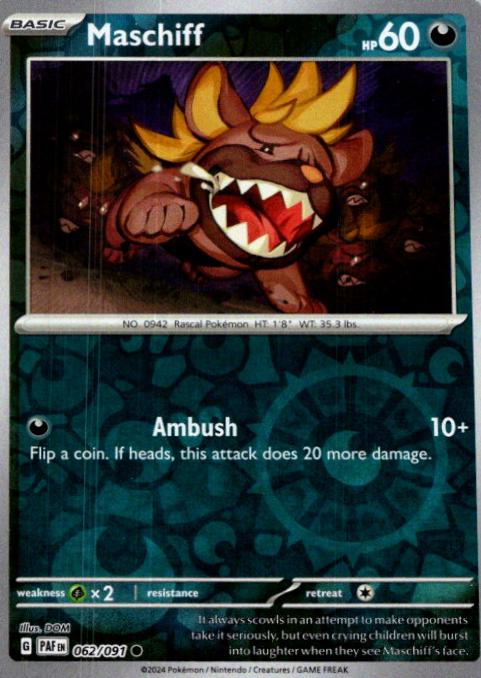 Paldean Fates Maschiff [Reverse-Cosmos-Holo] Pokémon card